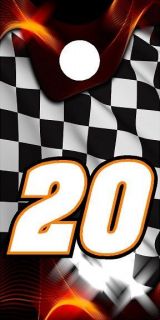 20 racing checkered flag flame cornhole board wrap decal set COOL