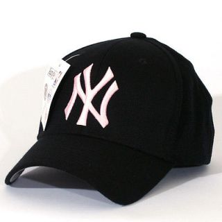   YORK YANKEES Flex Fit Band Hats Baseball Ball Cap Black(Light pink