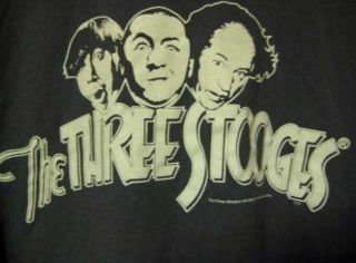 Three Stooges T Shirt Gray Mens 2XL Cotton Larry Curly Moe Graphic Tee 