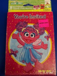  Sesame Street Pink Fairy Birthday Party Invite/Thank You Note Combo