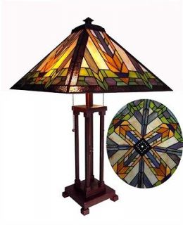   Mission Styled Tiffany Style Stained Glass Table Lamp W/ 17 Shade