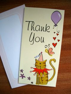  Job Lot 12 Packs of 16 x Kids Girls Cat Thank You Cards 192 in Total