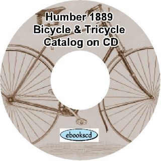 HUMBER 1889 vintage bicycle & tricycle catalog on CD