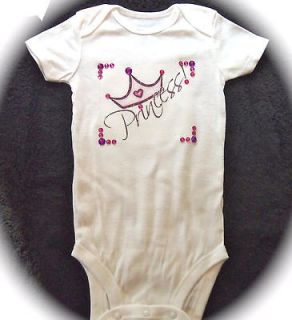 Princess Tiara onesie bodysuit infant toddler girl 6m BLING custom 