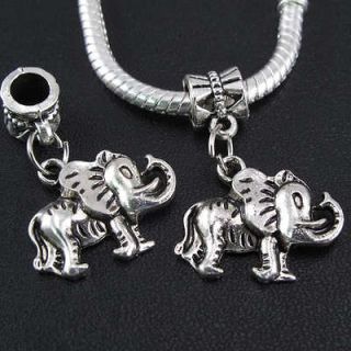 Tibetan Silver elephant Dangles Charms Beads Fit European Bracelet 