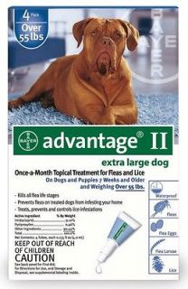 NEW BAYER ADVANTAGE II FLEA CONTROL FOR DOGS OVER 55 LBS