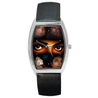   of Michael Jackson Collectible Photos Silver Tone Barrel Style Watch