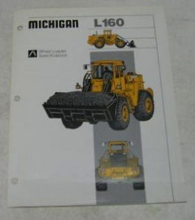 Michigan 1985 L160 Loader Specs Brochure