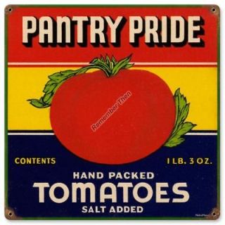 PANTRY PRIDE Tomatoes tin can label repro metal sign