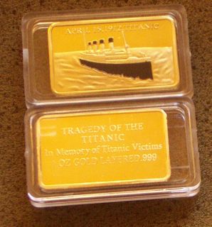 collectible 1912 Titanic 24k Gold Plated Memorial coin bar