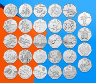 UK ~ LONDON OLYMPIC 2012 ~ COMPLETE SELECTION ~ ALL 29 ~ 50p ~ 50 