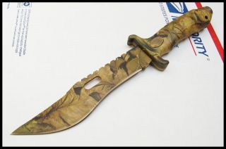   survival COMBAT hunting tool w/ sheath KNIFE Fixed Blade CAMO 48 03