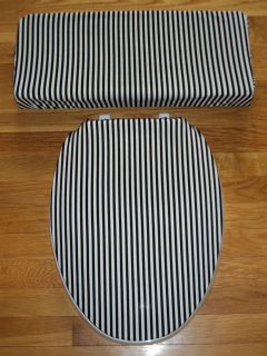 Black and White Stripes Toilet Seat & Tank Lid Cover Set