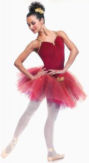 ROMANCE Red Glitter Ballet Tutu Christmas Nutcracker Dance Costume SZ 