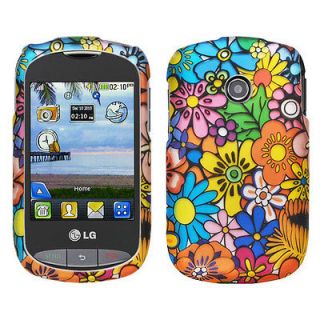   Orange Colorful Flower Hard Cover Protector Case   LG Tracfone 800G