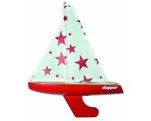 New 8 Skipper Wooden RED STARS Pond Yacht Sail Boat TOY