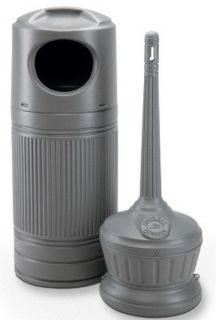   Littermate Commercial Outdoor Trash Can & Smokers Ash Tray Combo Gray