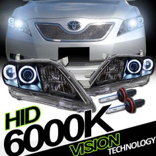 07 09 Toyota Camry JDM Blk CCFL Halo Projector Headlights w/ Amber+H11 