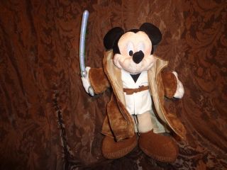   Disneyland mickey mouse jedi star wars plush stuffed animal brown robe
