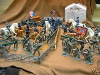 CIVIL WAR ARMY MEN BRIDGE SET Confederate vs. Union, horses buildings 