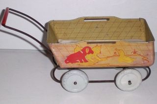   Old Metal Tin Litho VINTAGE TOY BABY DOLL BUGGY STROLLER CARRIAGE
