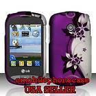 Purple Vines Snap On Rubber Coating Hard Case Cover LG 800G TracFone