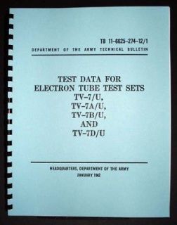 TV 7 TV 7A/B/D Tube Tester Test Data Book