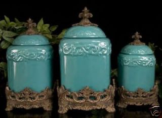 Large Canister S/3, Turquoise Canisters, Drake Design