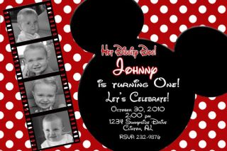 Mickey & Minnie Mouse Custom Photo Birthday Invitation