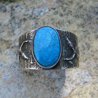   Anthony Bowman Hand Crafted Sterling Tufa Golden Canyon Turquoise Ring