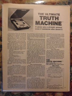 1979 Print Ad Telestar Ultimate Truth Machine ~ Lie Detector Test