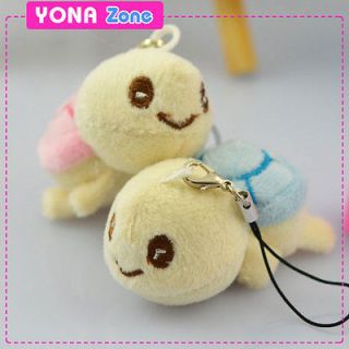 New Plush Smile Turtle Phone Straps Cute Charms Couple Keychains~2pc 