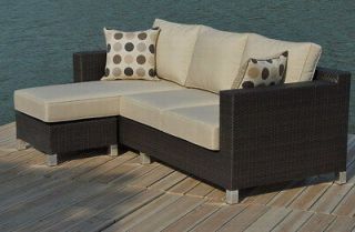   Pcs Outdoor Wicker Patio Sectional Sofa W/ Ottoman upholstered