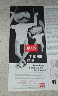 1957 ad   Hanes mens & boys underwear CUTE art Hanes Knitting Winston 