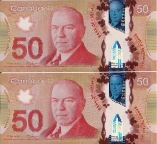 50 2012 BANK OF CANADA CONSECUTIVE POLYMER BILL NOTES DOLLARS 