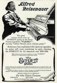 1906 Everett Pianos Alfred Reisenauer Photo Antique Ad