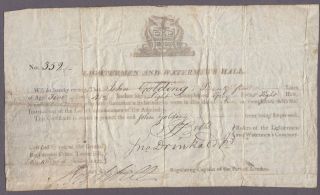   Of 1812 Dated Certficiate Of Exemption Against Impressment On Vellum