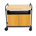 Kitchen Utility Birch Rolling Cart Cabinet with Butcher Block