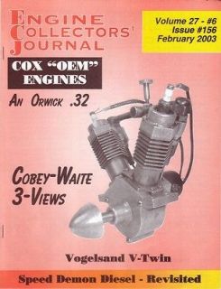   Cobey Waite Speed Demon V Twin Engine Collectors Journal 156 Diesel