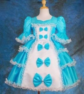 Blue Girl Vintage Victorian Dress Fancy Costume Pageant Party Size 3 