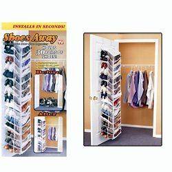 NEW Shoes Away 30 Pair Shoe Hanging Closet Door Storage Space Saver