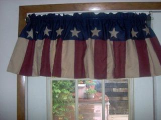 Primitive Americana Valance with Appliqued Stars, red,white, blue