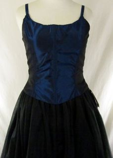   Blue Corset Dress Formal Gown Goth Steampunk Victorian Halloween