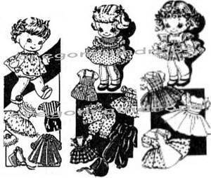 Vintage 3 Jointed Cloth Doll Patterns & Wardrobes Ca. 1943