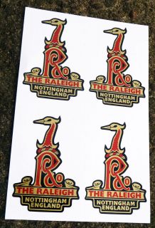 RALEIGH Vintage style Cycle Bike GOLD Decals Stickers x4