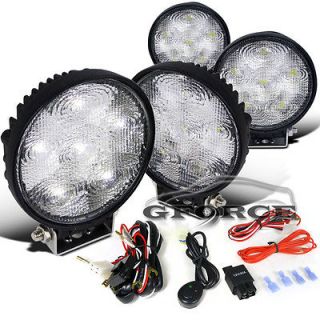 4PC OF 6 LED DRIVING FOG LIGHTS 4.5 ROUND WORK LAMPS+WIRING+S​WITCH 