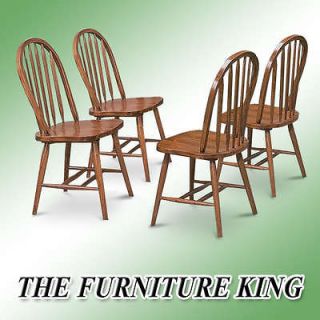   STAIN WOOD ARROW BACK SEAT DINING SET 4 CHAIRS MAN CAVE GAME REC ROOM