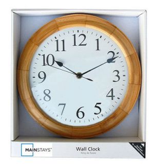 MAINSTAYS 11.5 WALL CLOCK,SOLID PAULOWNIA WOOD FRAME