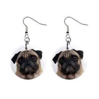 So Cute a Pair of Funny Pug Face Dog Puppy 1 Dangle Metal Earrings 