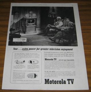 1951 AD~MOTOROLA TV~SENIOR COUPLE WATCH TELEVISION
